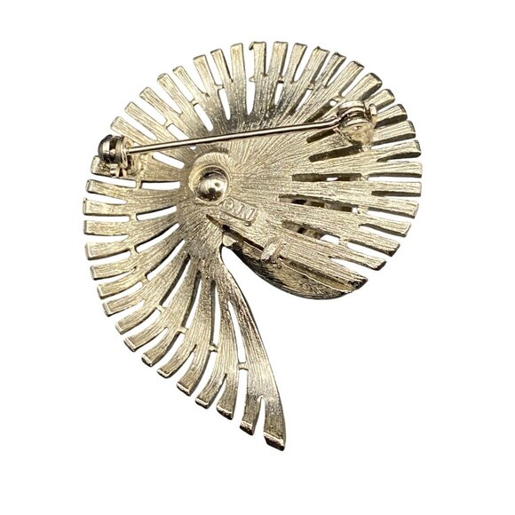 Vintage JJ Jonette  Brooch Pin Silver-Tone Spiral Swirl Modernist Tornado 1980s - Picture 6 of 8